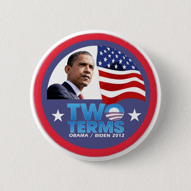 Two Terms -- Obama / Biden 2012 6 Cm Round Badge (Front)