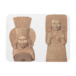 Two terracotta figures of women from Palenque, pla Magnet