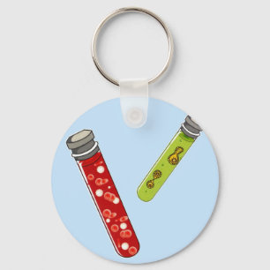 Two test tubes red blood cells virus key ring