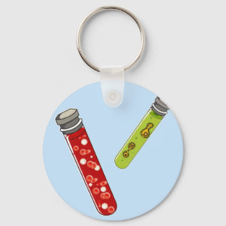 Two test tubes red blood cells virus key ring