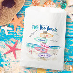 Two The Beach Kids 2nd Birthday Party Favour Bags<br><div class="desc">Fun, summery kid's 2nd birthday party favour bags feature a tropical beach directional sign with turquoise ocean waves, sea birds, starfish sea shells and "Take me TWO the beach" typography in aqua and nautical navy blue. You can personalise the text with your little one's name, date, and a couple of...</div>