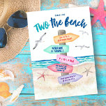 Two The Beach Kids 2nd Birthday Party Invitation<br><div class="desc">Fun,  summery kid's 2nd birthday party invitation features a tropical beach directional sign with turquoise ocean waves,  sea birds,  starfish sea shells and "Take me TWO the beach" typography. Art by KL Stock</div>
