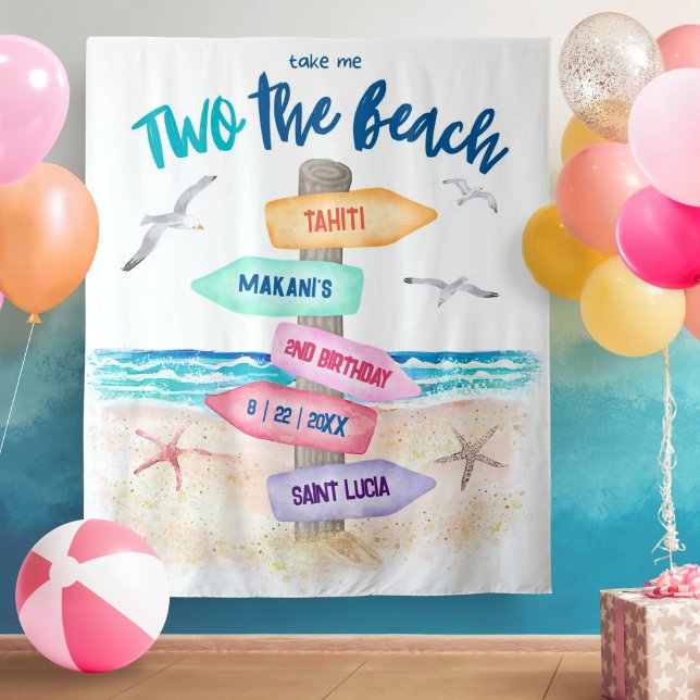 Two The Beach Kids 2nd Birthday Party Tapestry (Creator Uploaded)