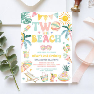 Two The Beach Party Summer 2nd Birthday Invitation