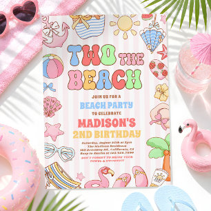 Two The Beach Summer 2nd Birthday Beach Party Invitation