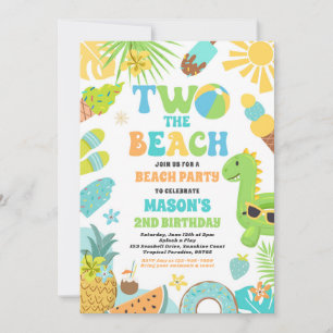 Two The Beach Summer 2nd Birthday Beach Party  Invitation