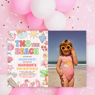 Two The Beach Summer 2nd Birthday Beach Photo Invitation