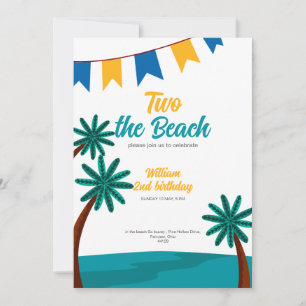 Two the Beach summer cute 2nd birthday invitation