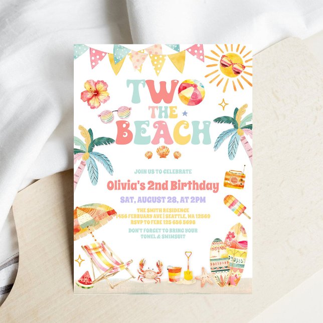 Two The Beach Summer Party 2nd Birthday Invitation (Creator Uploaded)