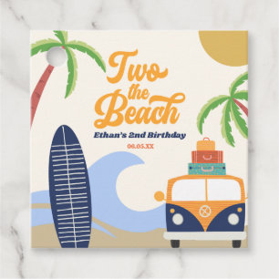 Two The Beach Surf Board 2nd Birthday Party Favour Tags