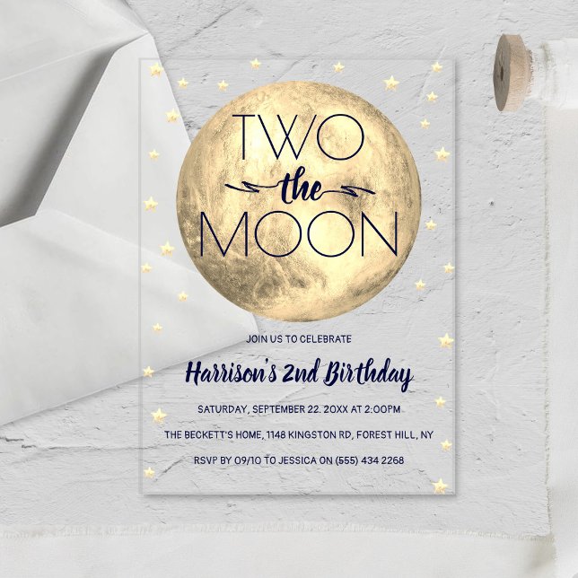 Two The Moon 2nd Birthday Acrylic Invitations (Creator Uploaded)