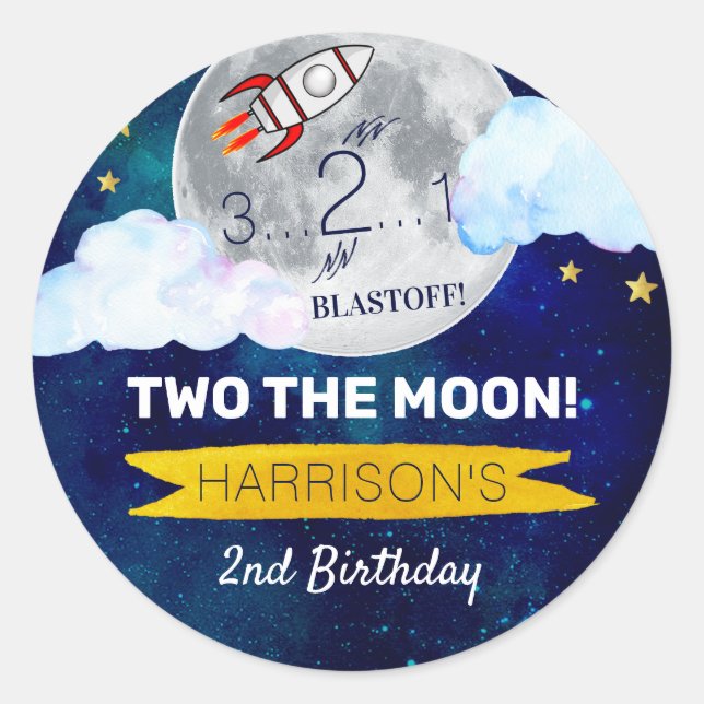 Two The Moon 2nd Birthday Classic Round Sticker (Front)
