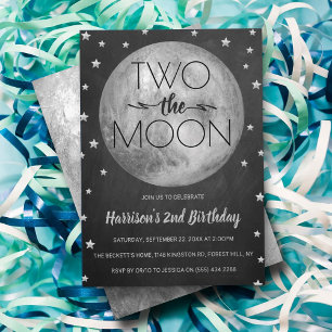 Two The Moon 2nd Birthday Invitation