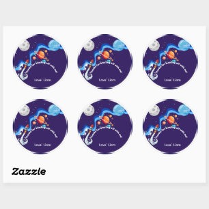 Two the Moon 2nd Birthday Invitation Space Rocket  Classic Round Sticker