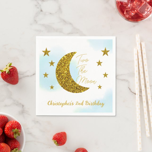 Two The Moon 2nd Birthday Napkin (Insitu)