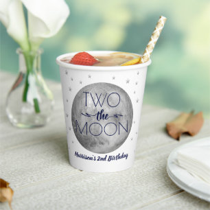 Two The Moon 2nd Birthday Paper Cups