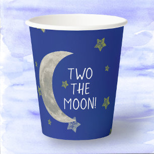 Two The Moon 2nd birthday paper cups