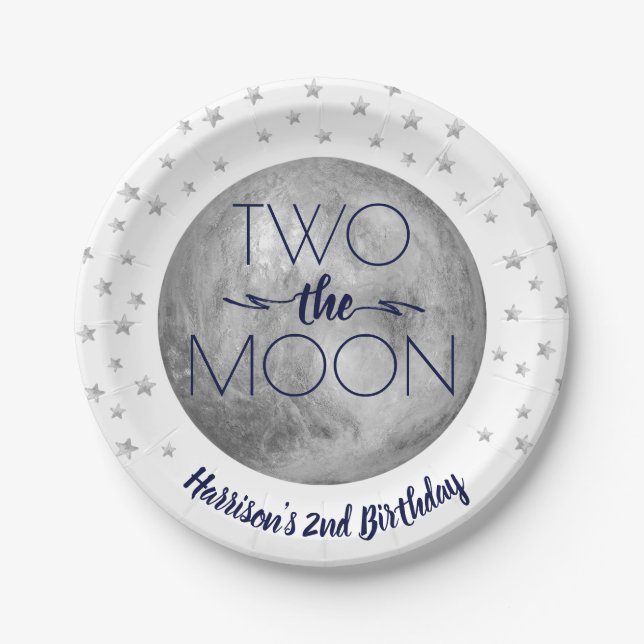 Two The Moon 2nd Birthday Paper Plate (Front)