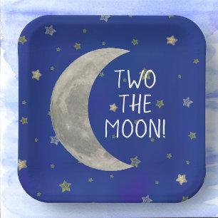 Two The Moon 2nd birthday Paper Plate