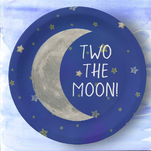 Two The Moon 2nd birthday  Paper Plate