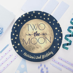 Two The Moon 2nd Birthday Paper Plate