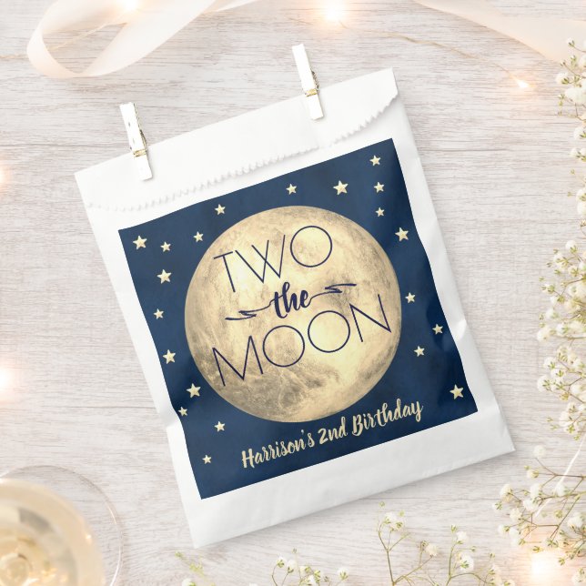 Two The Moon 2nd Birthday Party Favour Bags (Clipped)