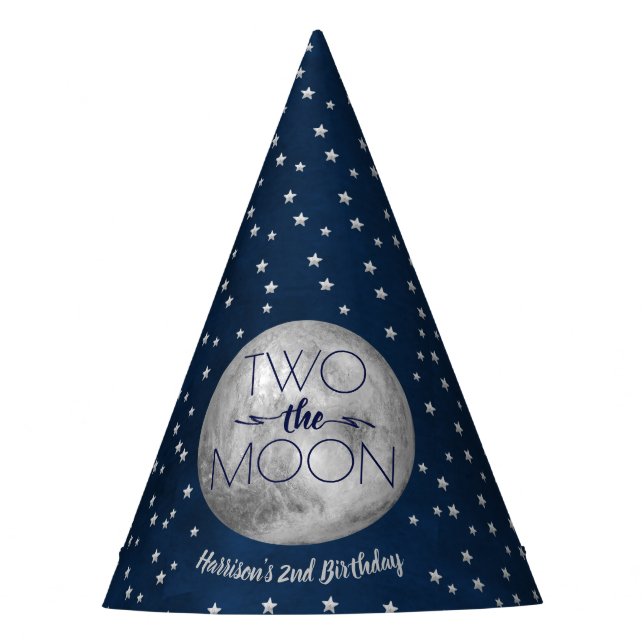 Two The Moon 2nd Birthday Party Hat (Front)