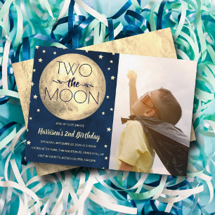 Two The Moon 2nd Birthday Photo Invitation