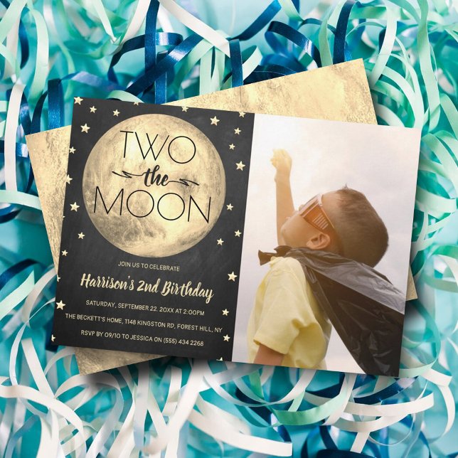 Two The Moon 2nd Birthday Photo Invitation (Creator Uploaded)