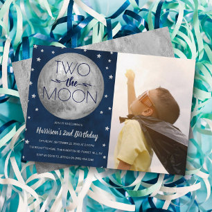 Two The Moon 2nd Birthday Photo Invitation