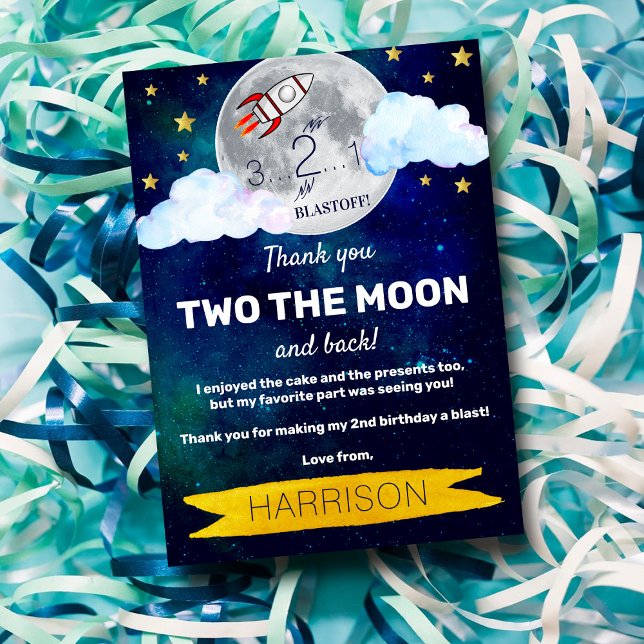 Two The Moon 2nd Birthday Thank You Card (Creator Uploaded)