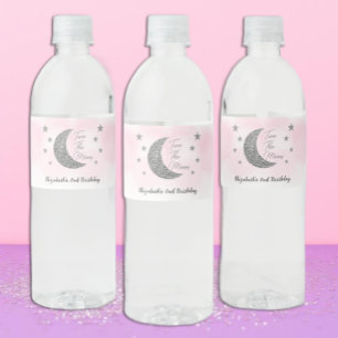 Two The Moon 2nd Birthday Water Bottle Label