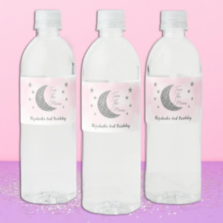 Two The Moon 2nd Birthday Water Bottle Label