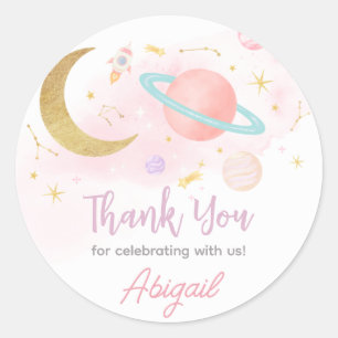 Two the Moon and Stars Birthday Party Classic Round Sticker
