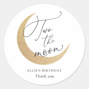 Two The Moon Birthday Classic Round Sticker