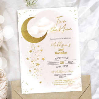 Two the Moon Birthday Invitation