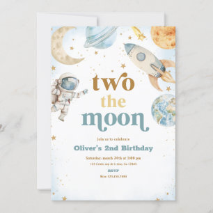 Two the Moon Birthday Party Invitation