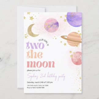 Two the Moon Birthday Party Invitation