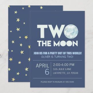 Two the Moon Birthday Party Invitation