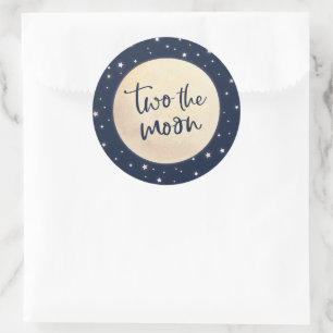 Two the Moon Birthday Party Stickers for Favours