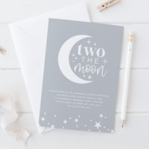 Two The Moon Blue Birthday Invitation