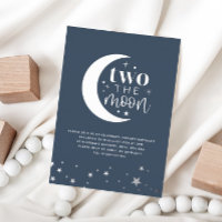 Two The Moon Blue Navy Birthday Silver