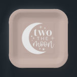 Two The Moon Blush Paper Plate<br><div class="desc">A 'two the moon' design with a blush pink background -  perfect for your little one's moon themed 2nd Birthday! In this design you can edit the colour of the background,  the moon typography element and also the star pattern along the bottom.</div>