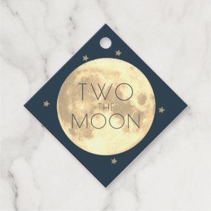 Two the Moon Boy 2nd Birthday Blue Thank You Favour Tags