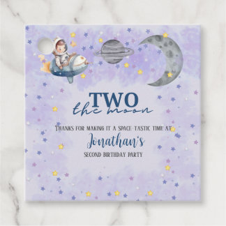 Two The Moon Boy Space Rocket 2nd Birthday Favour Tags