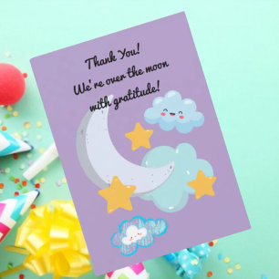 Two the Moon Cute Birthday photo thank you card