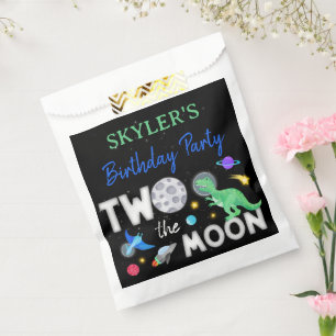 Two The Moon Dinosaur Astronaut 2nd Birthday Favour Bags
