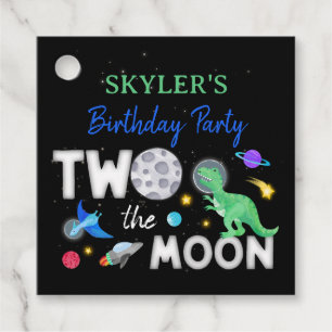 Two The Moon Dinosaur Astronaut 2nd Birthday Favour Tags