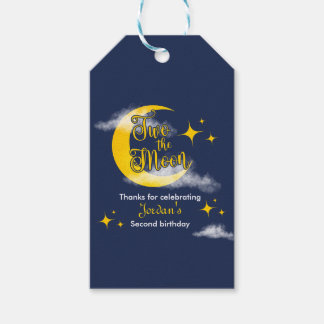 Two The Moon Elegant Gender Neutral 2nd Birthday Gift Tags