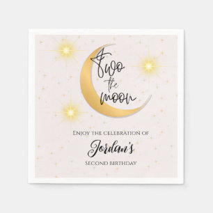 Two The Moon Elegant Gender Neutral 2nd Birthday  Napkin